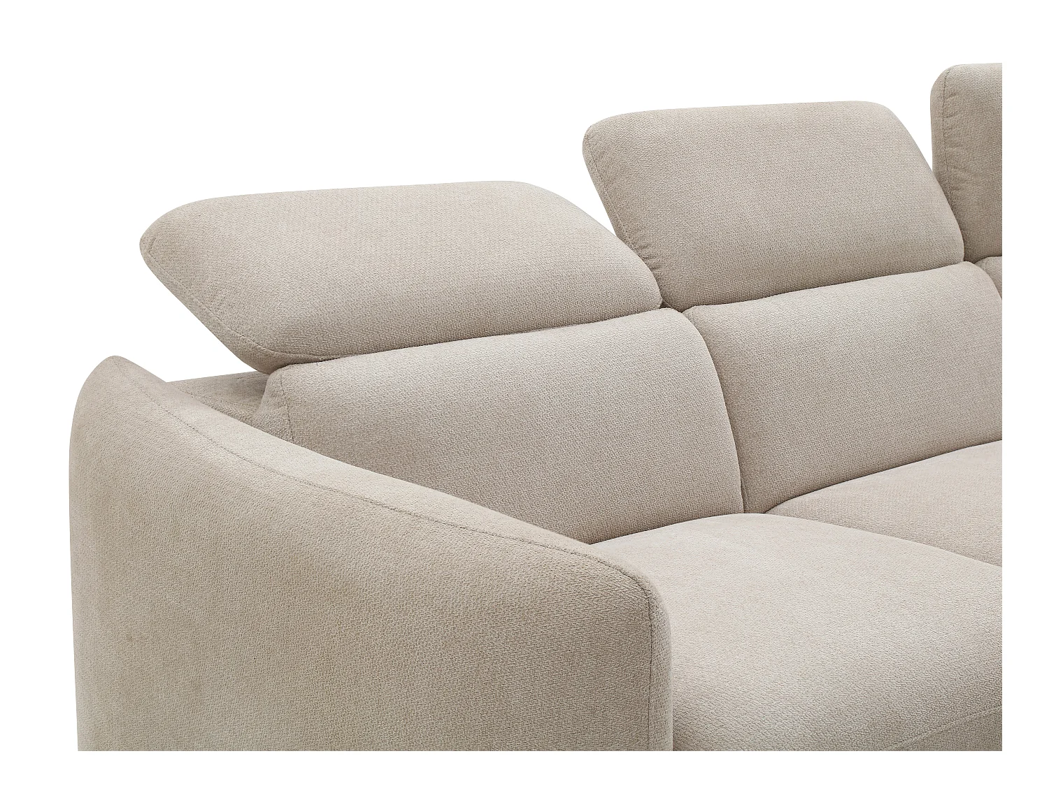 Canapé d'angle droit convertible en tissu beige RAVIELA