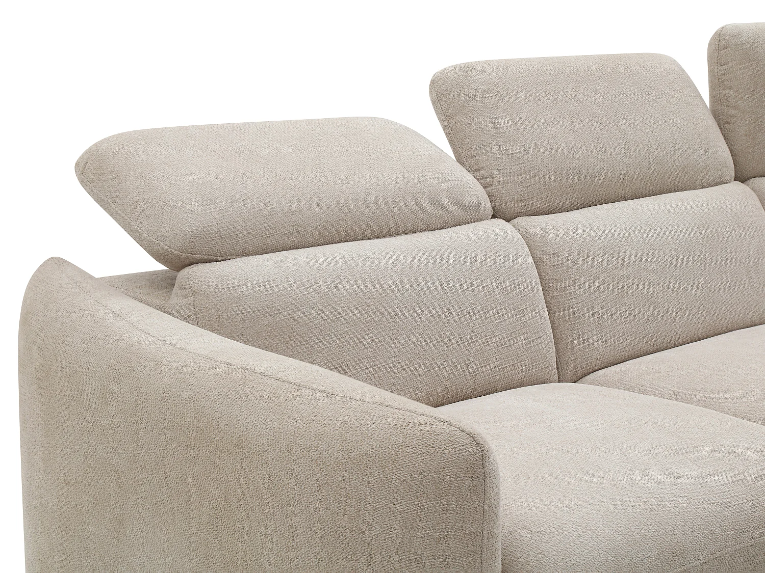 Canapé d'angle droit convertible en tissu beige RAVIELA