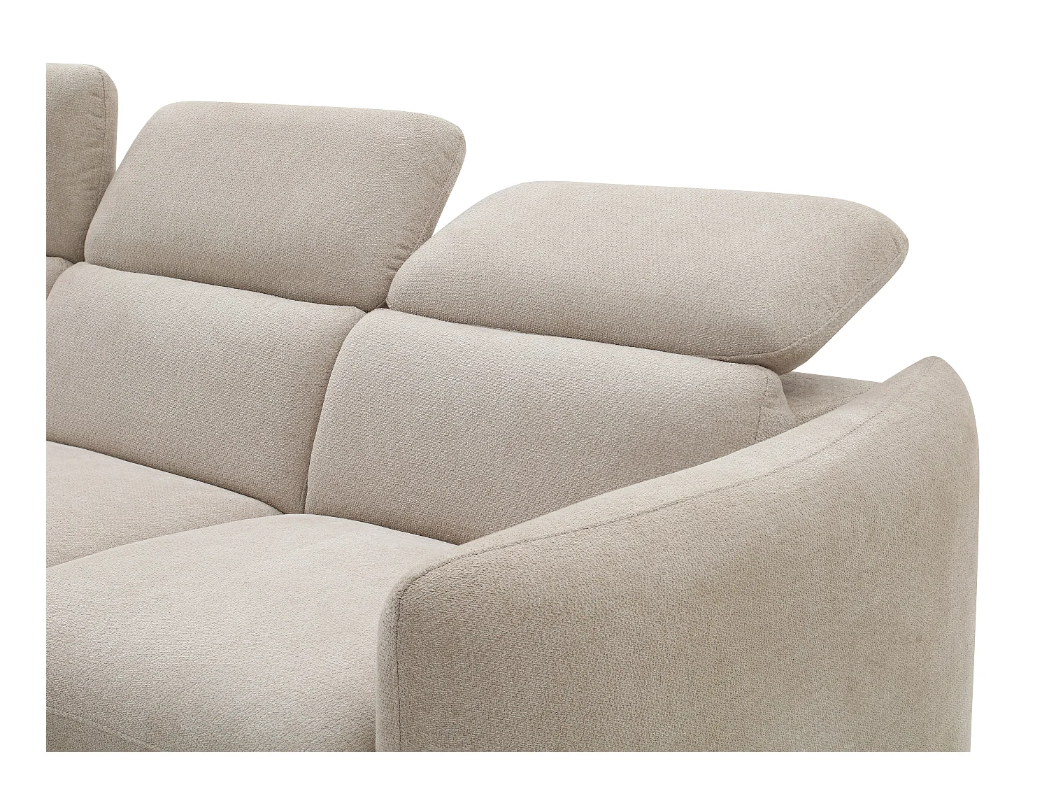 Canapé d'angle gauche convertible en tissu beige RAVIELA