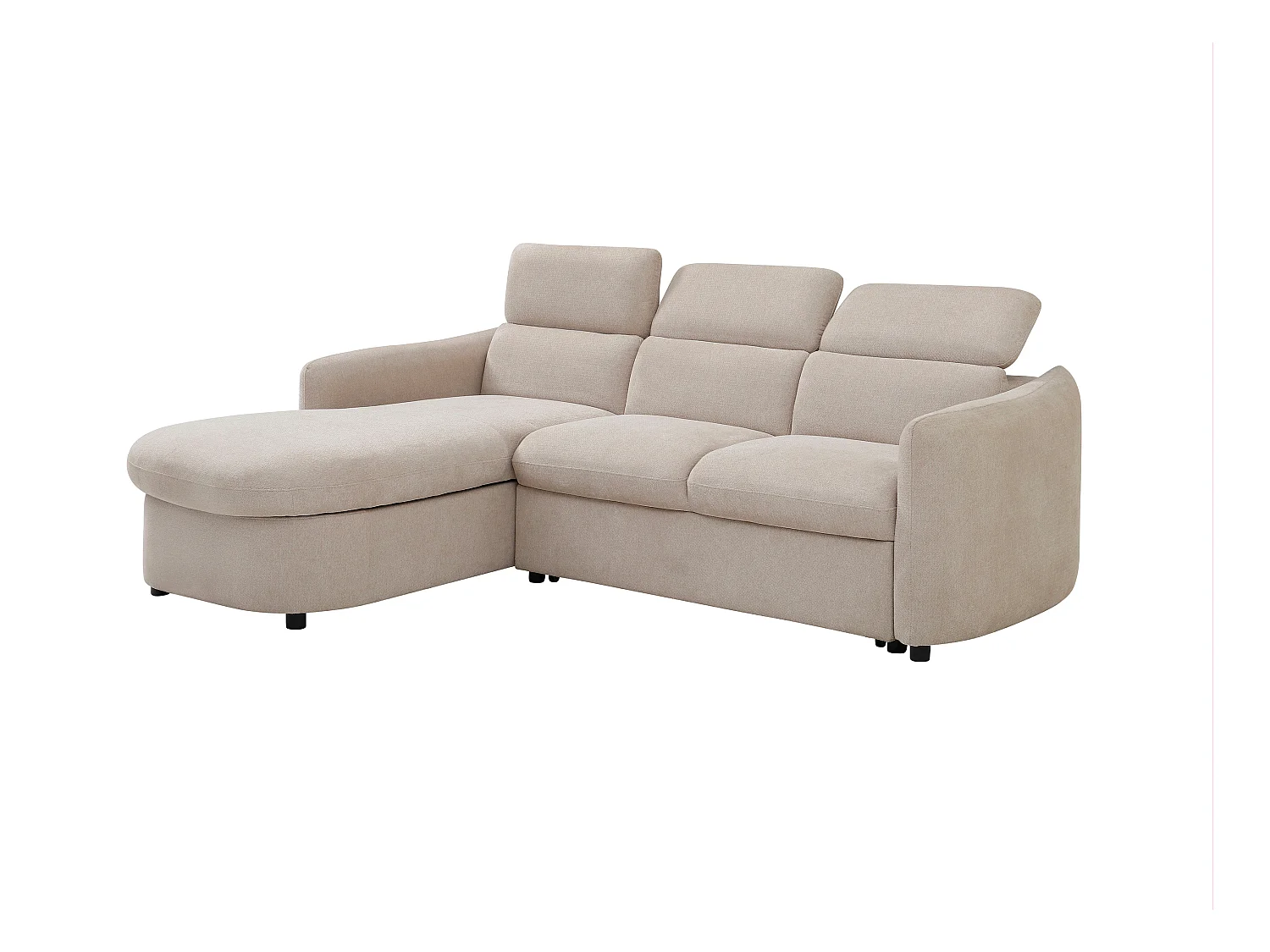 Canapé d'angle gauche convertible en tissu beige RAVIELA