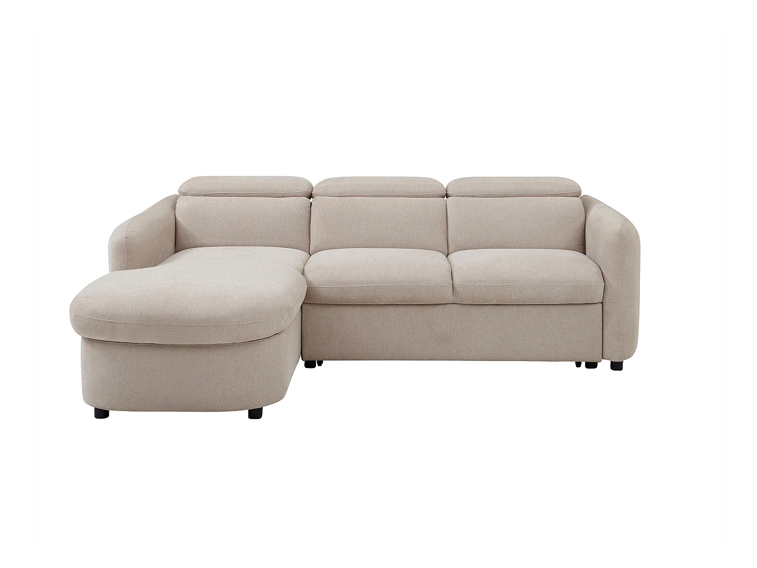 Canapé d'angle gauche convertible en tissu beige RAVIELA