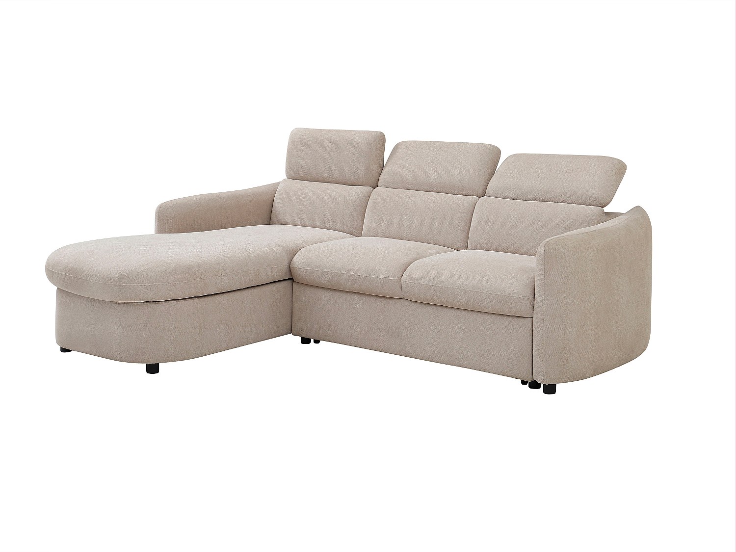 Ecksofa - Ecke links - Schlafsofa - Stoff - Beige - RAVIELA günstig online kaufen