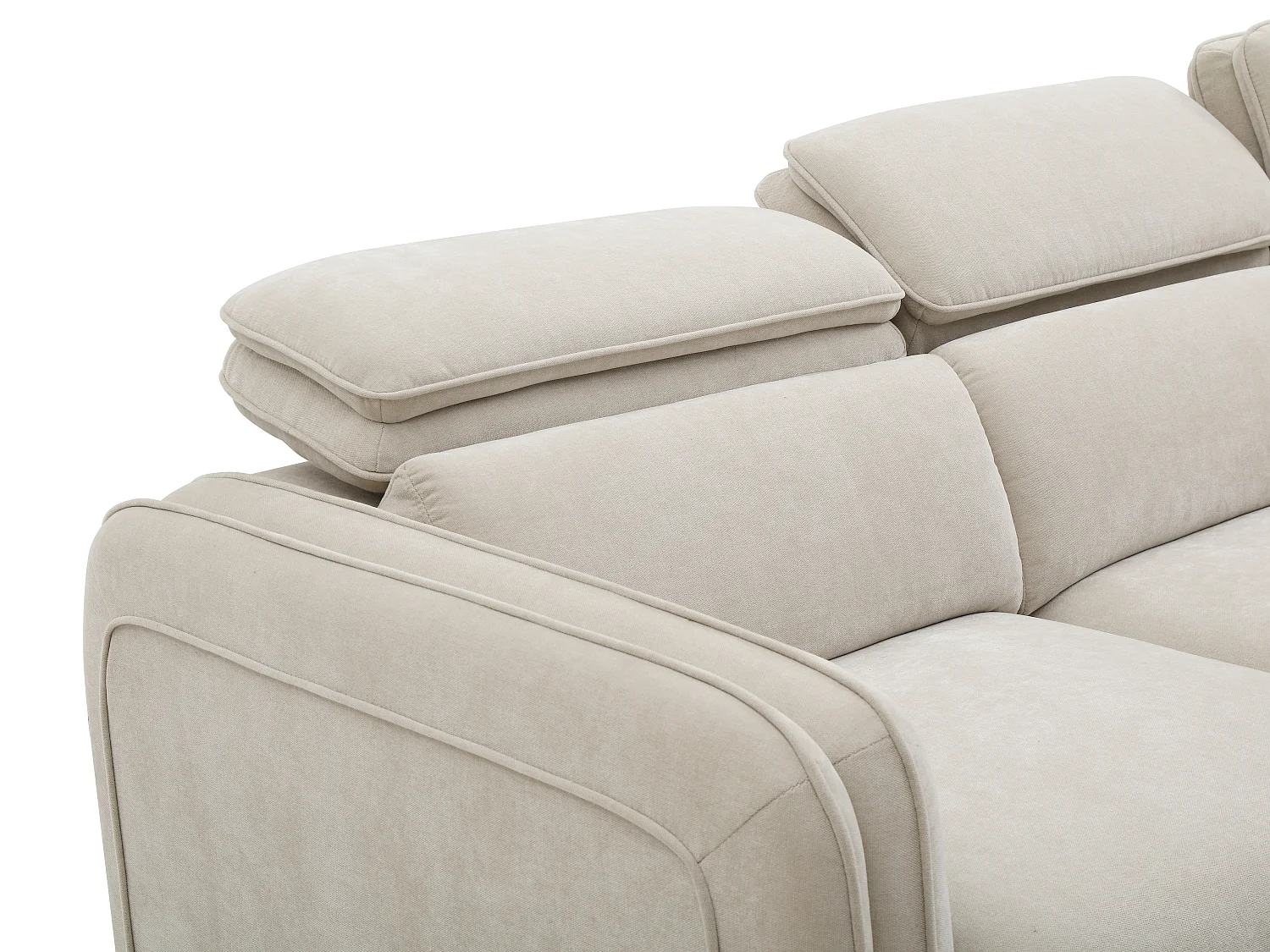 Canapé d'angle droit convertible et pouf en tissu beige BALOTIA