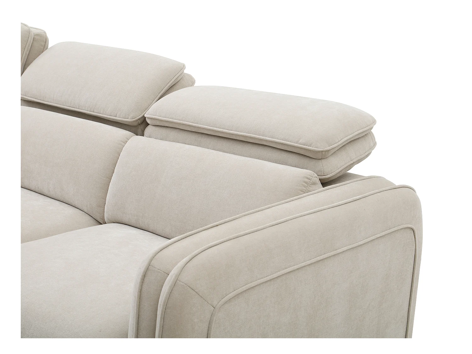 Slaapbank met hoek links en poef in beige stof - BALOTIA