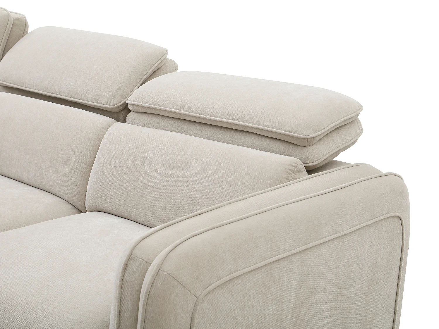 Canapé d'angle gauche convertible et pouf en tissu beige BALOTIA