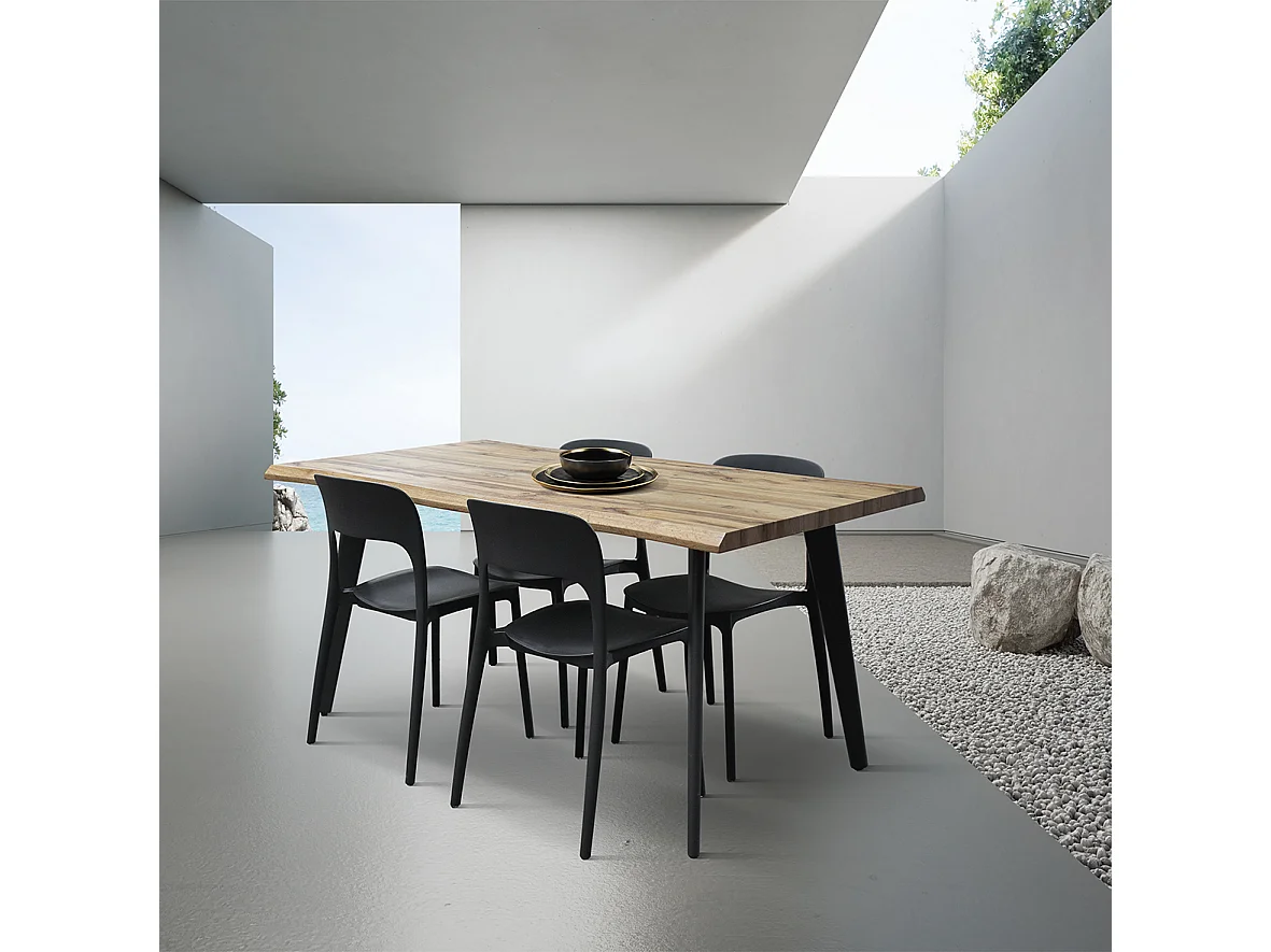 Tavolo fisso Dario, Top in mdf, Gambe in metallo, 160 cm