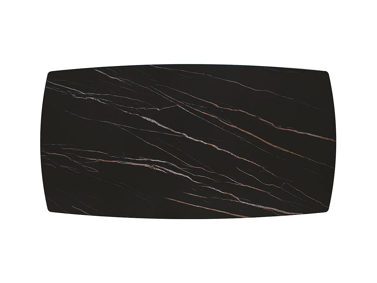 Tavolo allungabile Carlo,Piano in ceramica matt golden nero, gambe in metallo bronzo a X, 180x90 cm