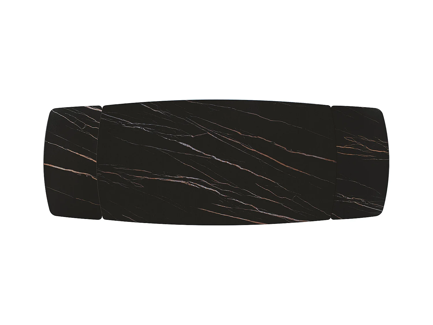 Tavolo allungabile Carlo,Piano in ceramica matt golden nero, gambe in metallo bronzo a X, 180x90 cm