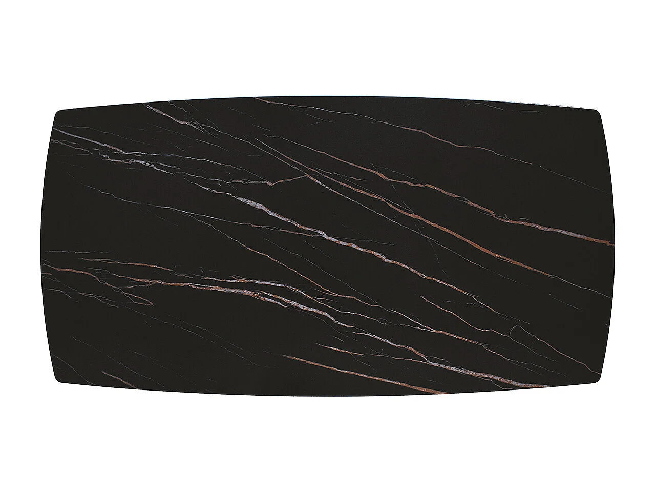 Tavolo allungabile Carlo,Piano in ceramica matt golden nero, gambe in metallo bronzo a X, 180x90 cm