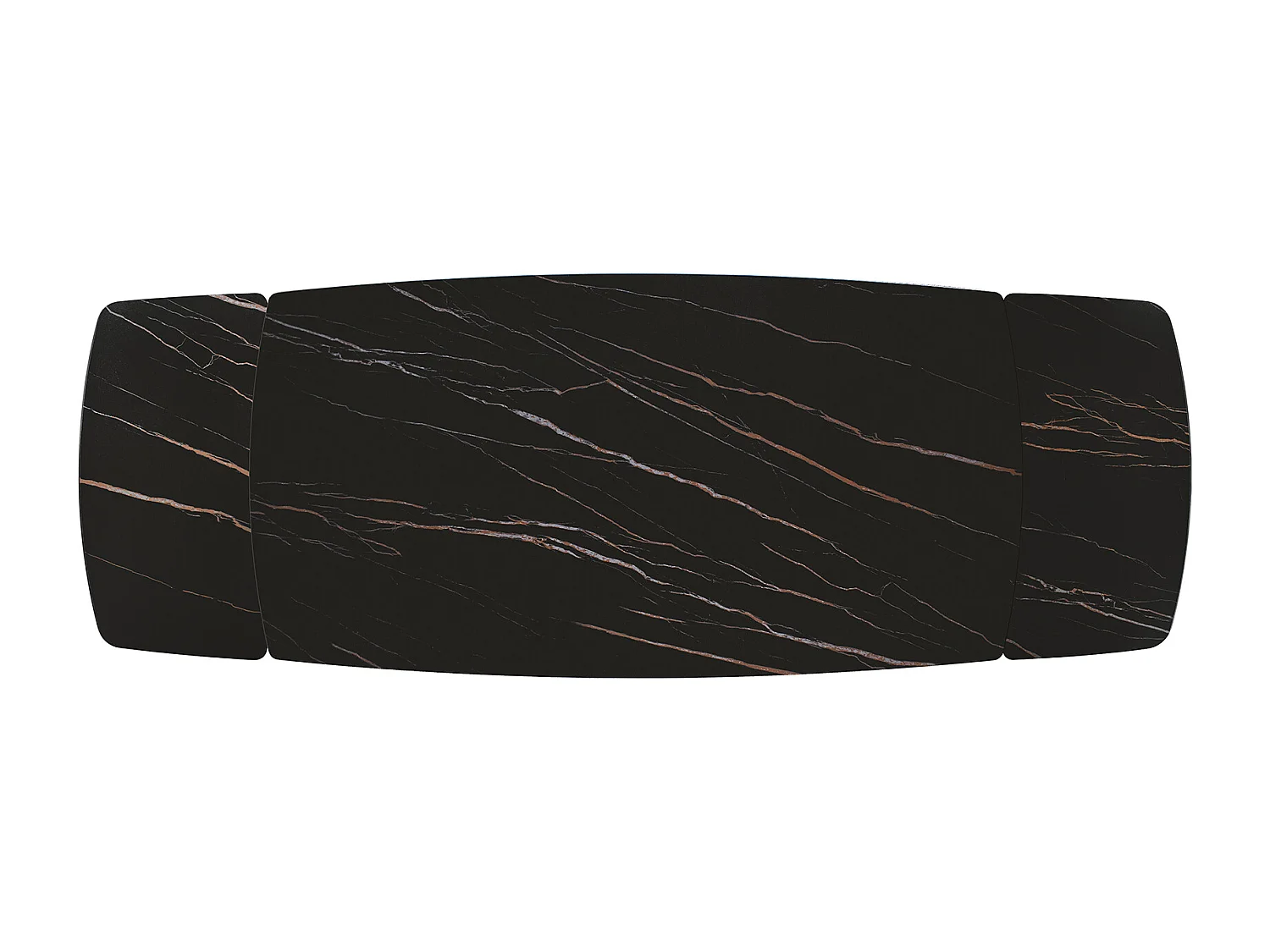 Tavolo allungabile Daniele,Piano in ceramica matt golden nero, gambe in metallo bronzo a X, 160x90 cm