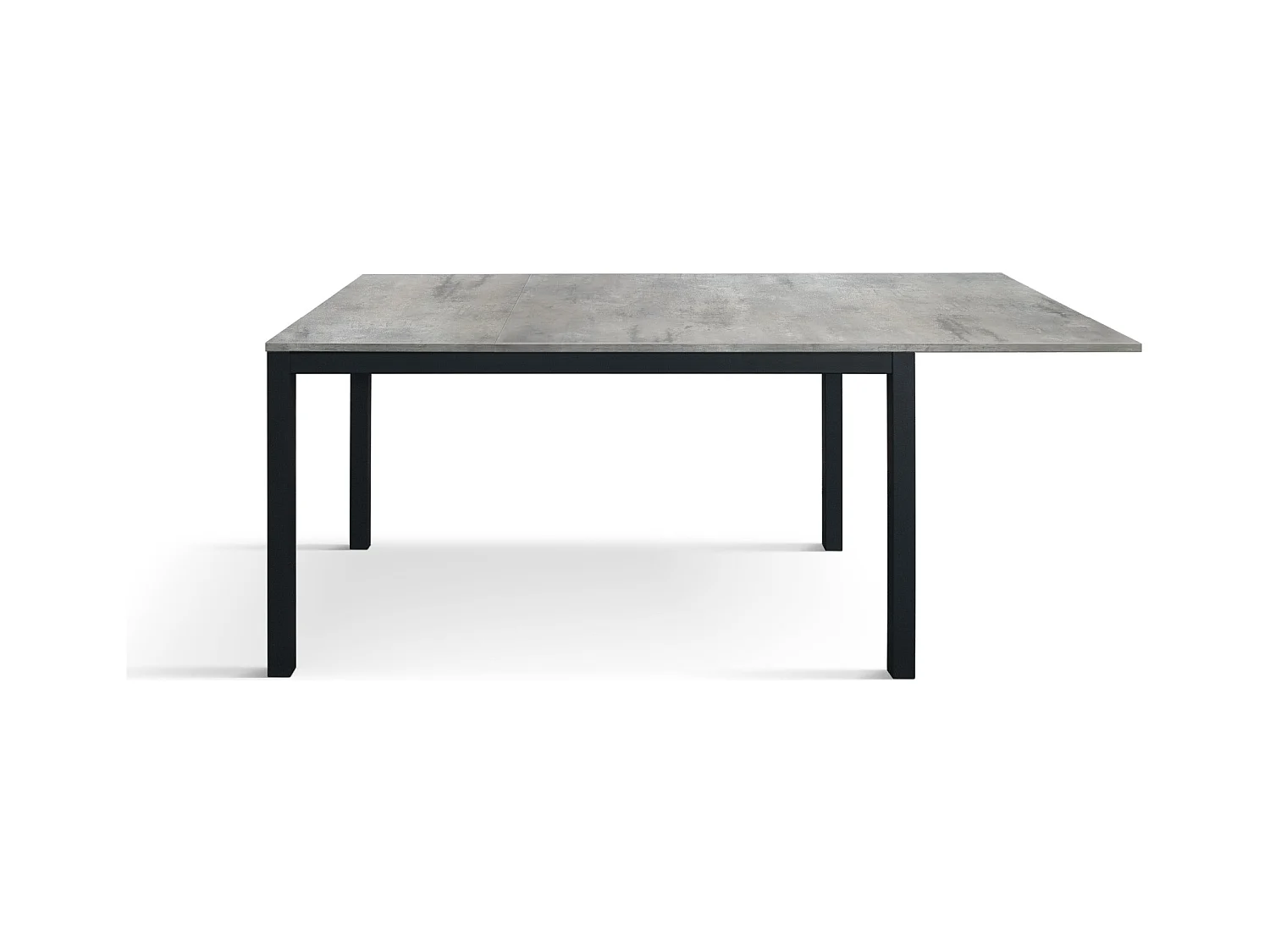 Tavolo allungabile Lara, Top nobilitato, Base Metallo,Made in Italy, Basamento nero, Grigio cemento, 140x80x75 cm