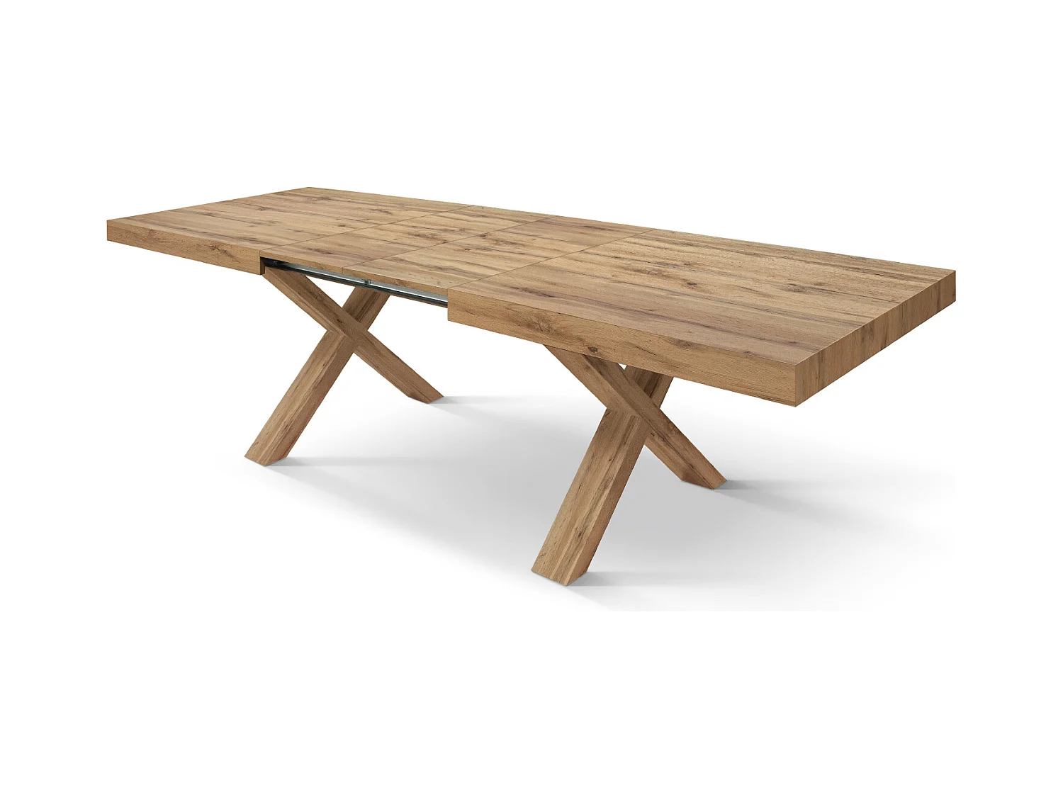 Tavolo Allungabile Elisa, Gambe Incrociate a X, Made in Italy, Basamento rovere, Rovere rustico, 160x90x76 cm