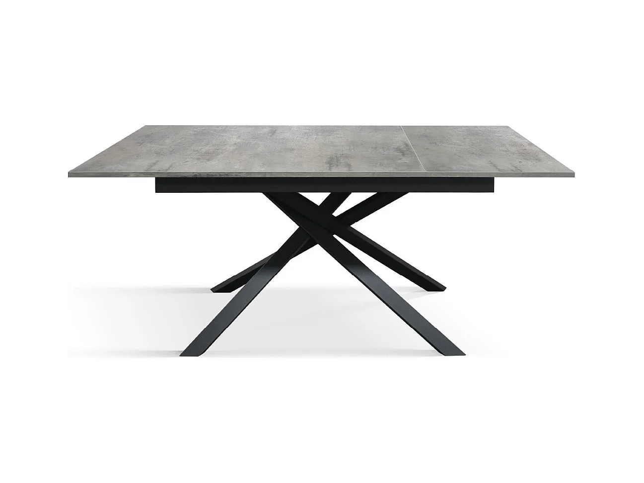 Tavolo Allungabile Walter, Gambe Incrociate, Made in Italy, Basamento Bianco, Grigio Cemento, 120x80x76 cm