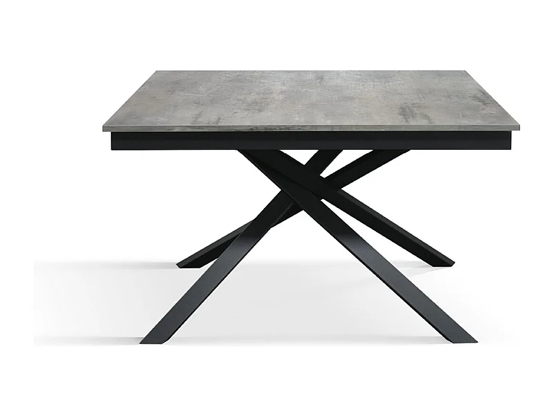 Tavolo Allungabile Walter, Gambe Incrociate, Made in Italy, Basamento Bianco, Grigio Cemento, 120x80x76 cm