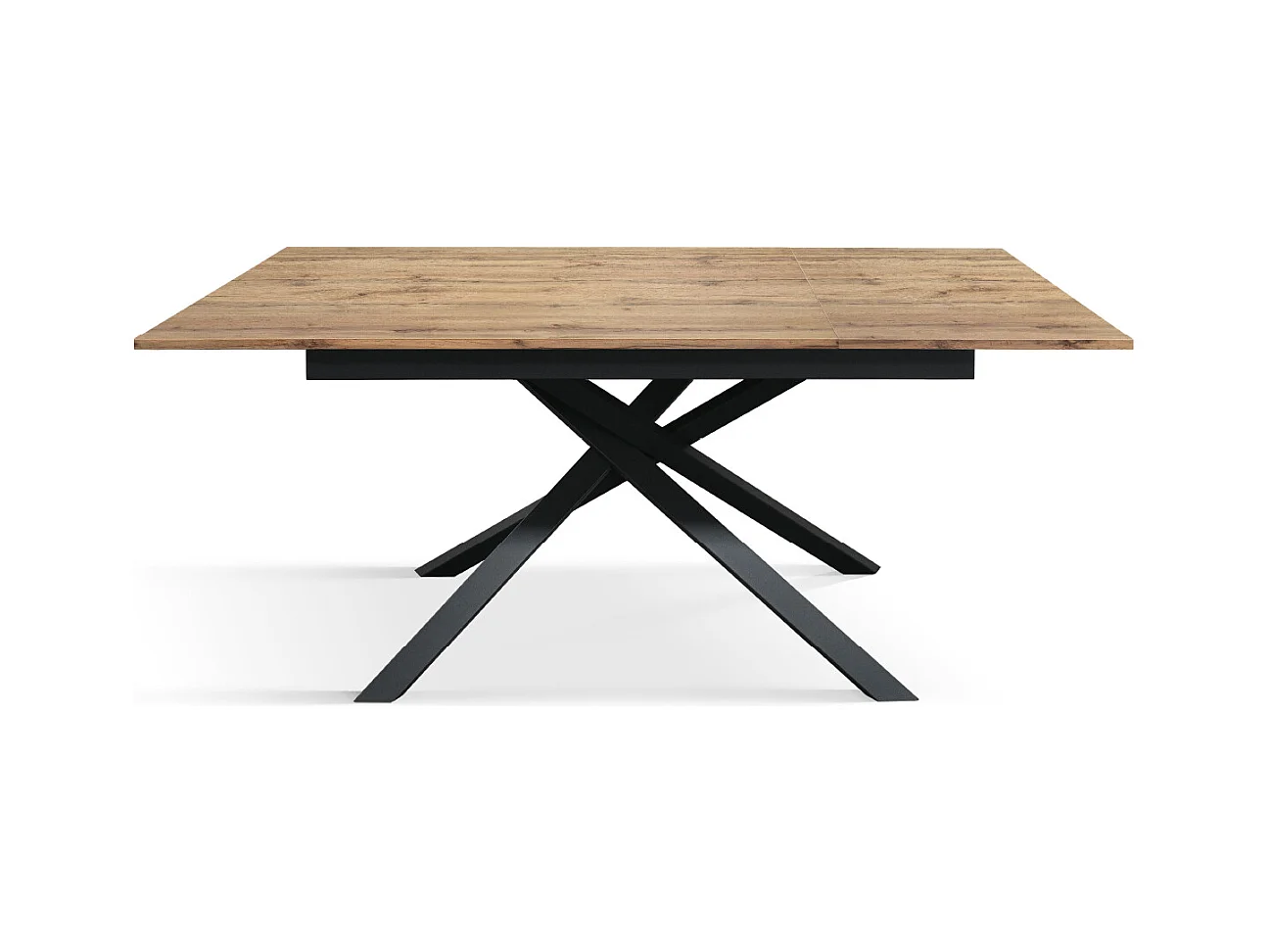 Tavolo Allungabile Antonio, Gambe Incrociate, Made in Italy, Basamento Nero, Rovere Rustico, 160x90x76 cm