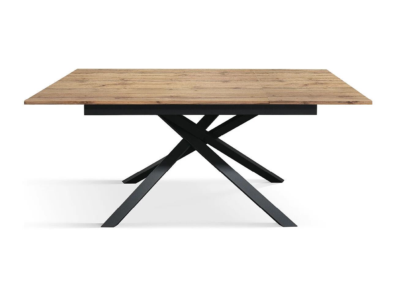 Tavolo Allungabile Antonio, Gambe Incrociate, Made in Italy, Basamento Nero, Rovere Rustico, 160x90x76 cm