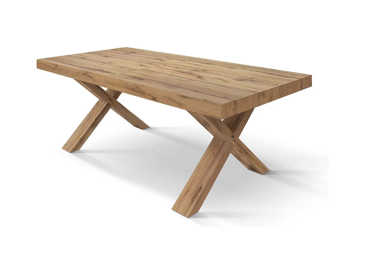 Tavolo Allungabile Marco, Gambe Incrociate a X, Made in Italy, Basamento rovere, Rovere rustico, 180x90x76 cm