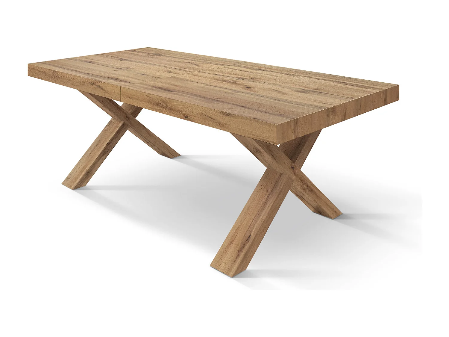 Tavolo Allungabile Marco, Gambe Incrociate a X, Made in Italy, Basamento rovere, Rovere rustico, 180x90x76 cm