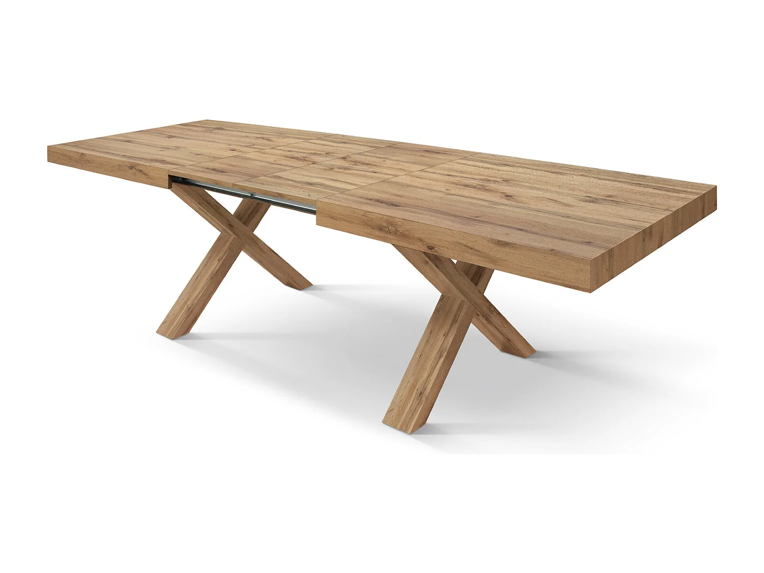 Tavolo Allungabile Marco, Gambe Incrociate a X, Made in Italy, Basamento rovere, Rovere rustico, 180x90x76 cm
