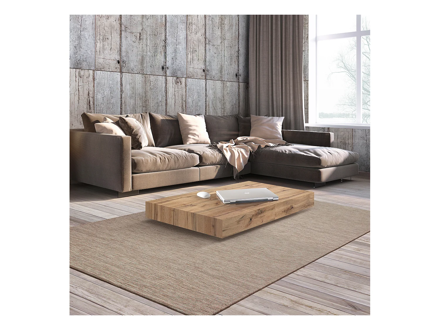 Tavolo Trasformabile Valentina, Tavolo Sollevabile, Tavolo Allungabile, Rovere Rustico, Nobilitato Melaminico,Gambe Metallo Nere, Da 120 a 220 cm,Made in Italy