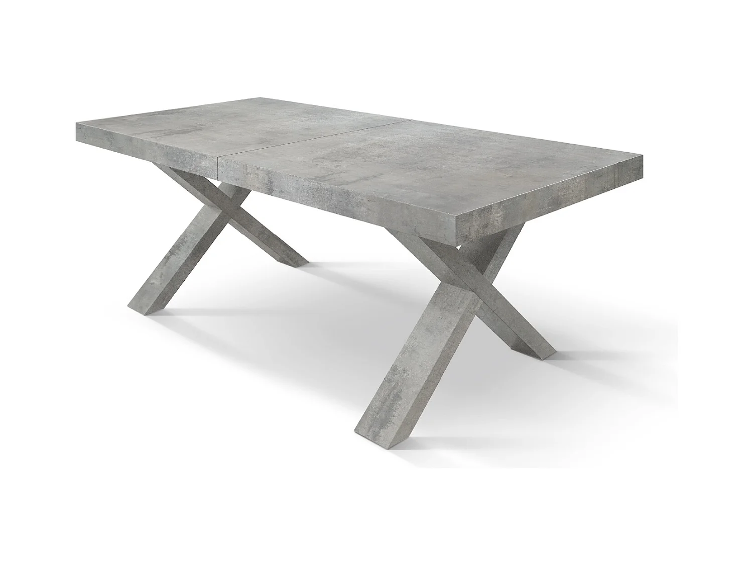 Tavolo Allungabile Pantaleo, Gambe Incrociate a X, Made in Italy, Basamento cemento, Grigio cemento, 180x90x76 cm