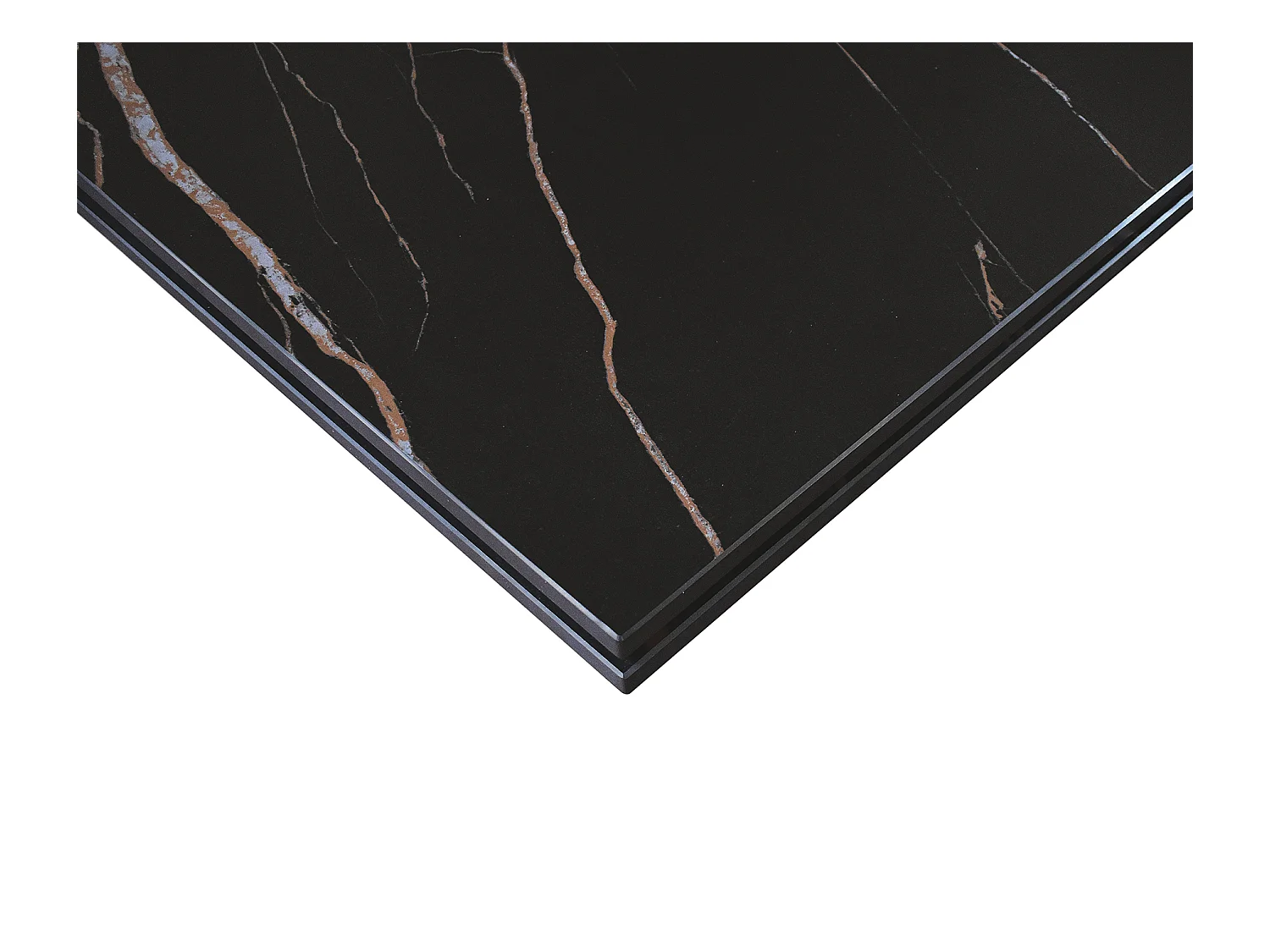 Tavolo allungabile Romeo,Piano in ceramica matt golden nero, gambe in metallo bronzo a X, 180x90 cm