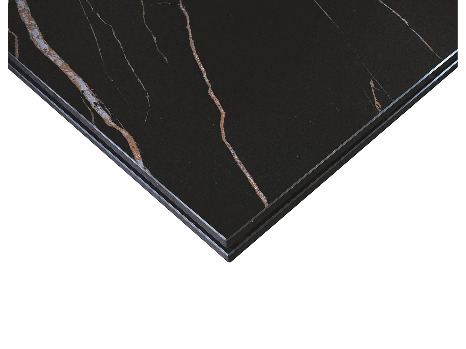 Tavolo allungabile Romeo,Piano in ceramica matt golden nero, gambe in metallo bronzo a X, 180x90 cm