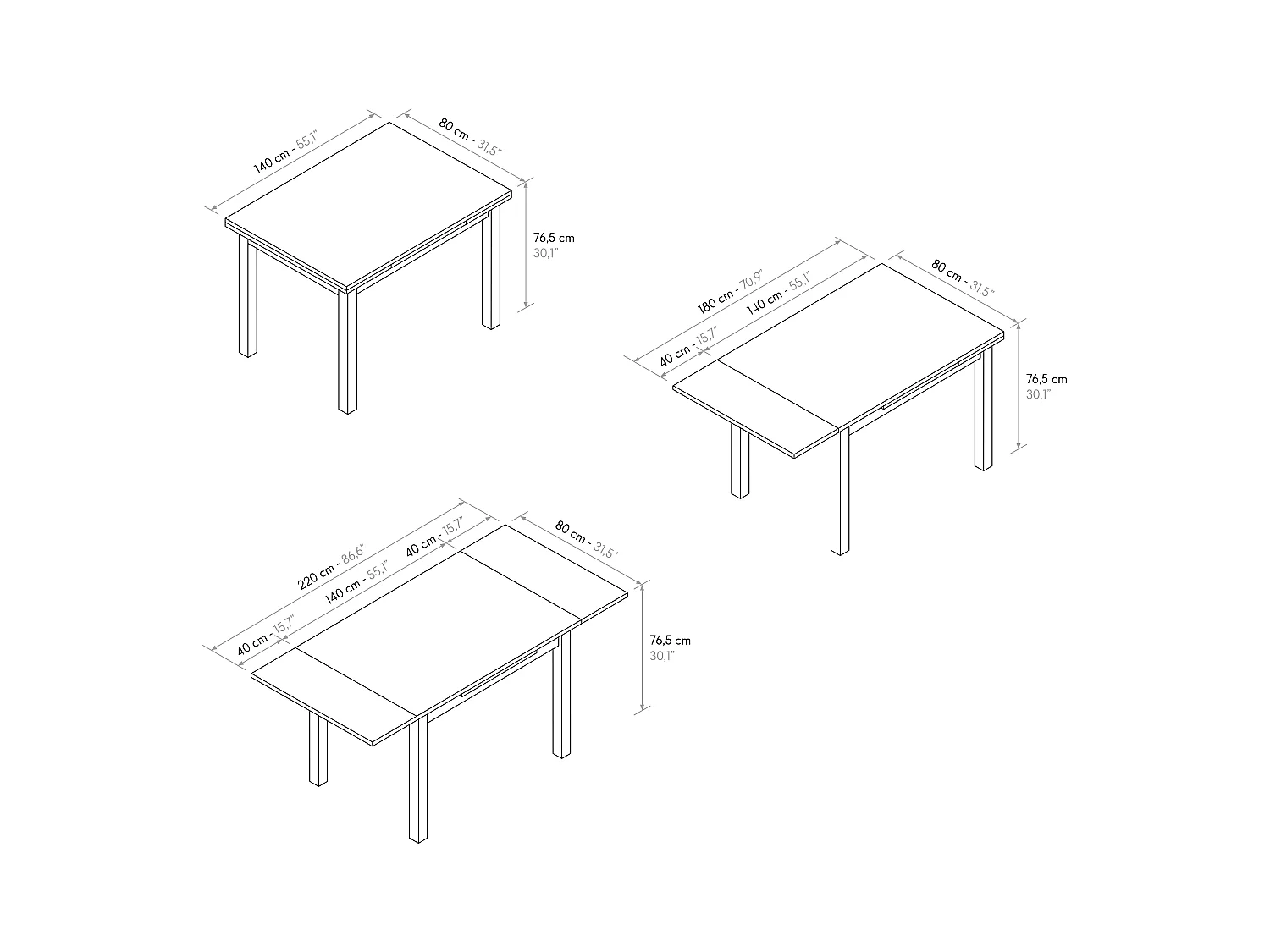 Tavolo allungabile Guido, Rovere Rustico, Nobilitato melaminico, Made in Italy, Basamento Nero, 140 x 80 x 76,5 cm