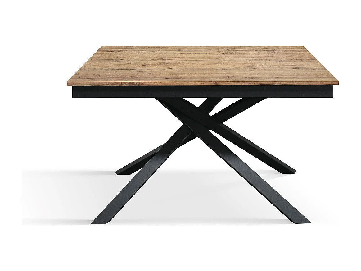 Tavolo Allungabile Ketty, Gambe Incrociate, Made in Italy, Basamento Nero, Rovere Rustico, 140x80x76 cm