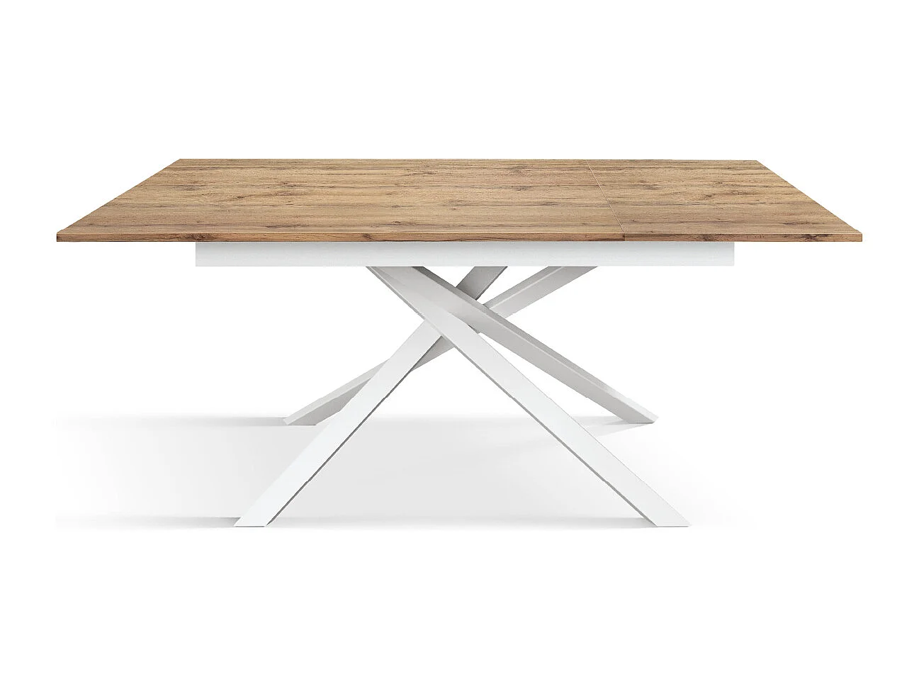 Tavolo Allungabile Antonio, Gambe Incrociate, Made in Italy, Basamento Bianco, Rovere Rustico, 160x90x76 cm