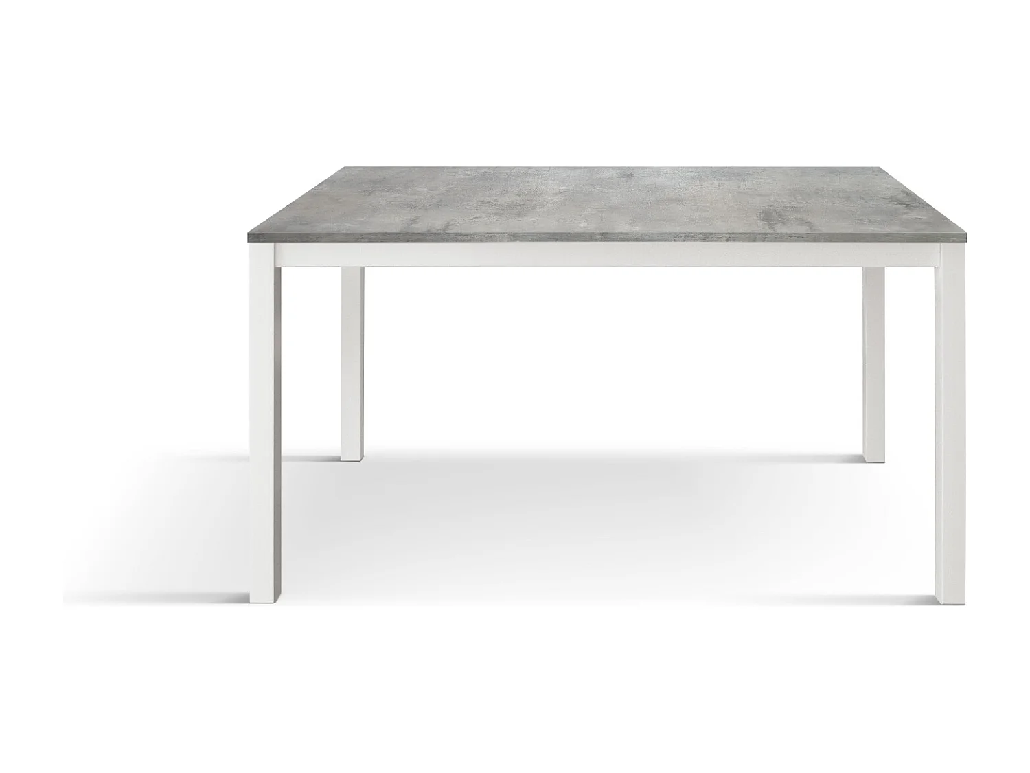 Tavolo allungabile Benny, Top nobilitato, Base Metallo,Made in Italy, Basamento bianco, Grigio cemento, 120x80x75 cm
