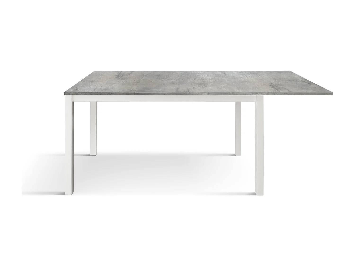 Tavolo allungabile Benny, Top nobilitato, Base Metallo,Made in Italy, Basamento bianco, Grigio cemento, 120x80x75 cm