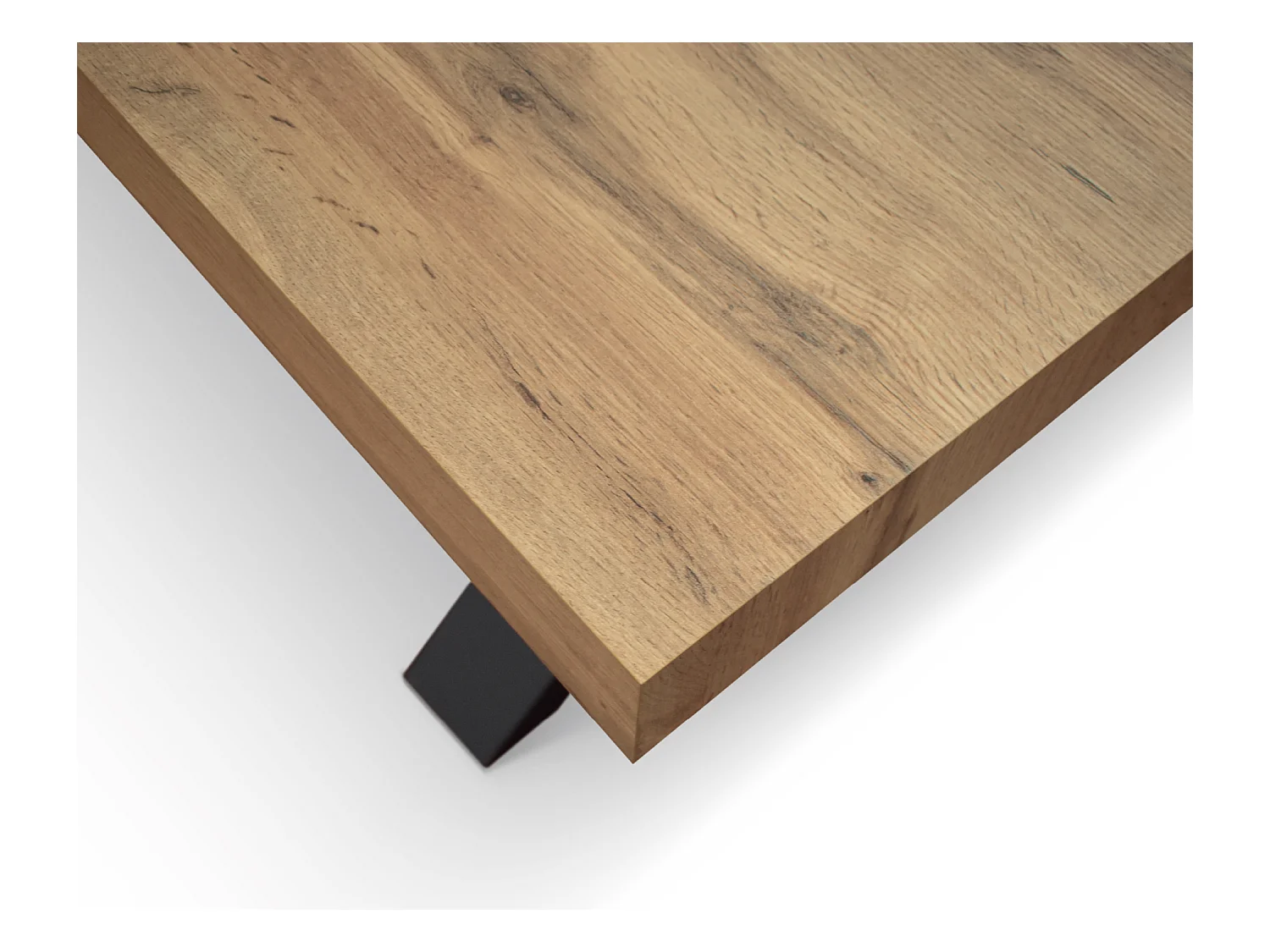 Tavolo Allungabile Elisa, Gambe Incrociate a X, Made in Italy, Basamento nero, Rovere rustico, 160x90x76 cm