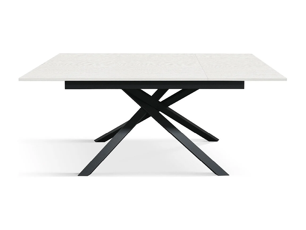 PAZZO DESIGN Tavolo Allungabile Debora, Bianco Frassinato, Gambe Incrociate Nere, Tavolo Cucina, Tavolo Soggiorno, Made in Italy, 140x80x76 cm