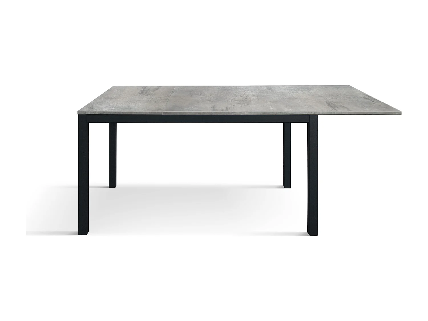 Tavolo allungabile Benny, Top nobilitato, Base Metallo,Made in Italy, Basamento nero, Grigio cemento, 120x80x75 cm