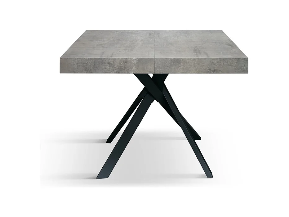 Tavolo Allungabile Fulvio, Gambe Incrociate Nere, Made In Italy, Grigio Cemento, Tavolo Cucina, Tavolo Sala Da Pranzo, Tavolo Estensibile, 95x90x76 cm