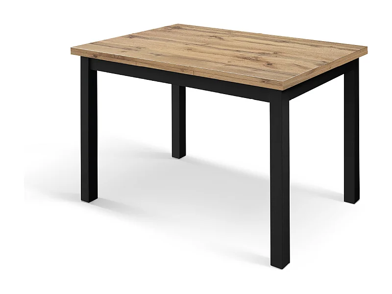 Tavolo allungabile Tommaso, Rovere Rustico, Nobilitato,Made in Italy, Basamento Nero, 110 x 70 x 76,5 cm