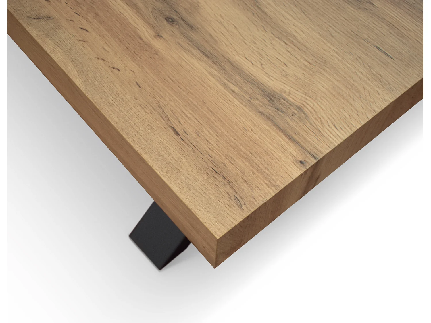 Tavolo Allungabile Marco, Gambe Incrociate a X, Made in Italy, Basamento nero, Rovere rustico, 180x90x76 cm