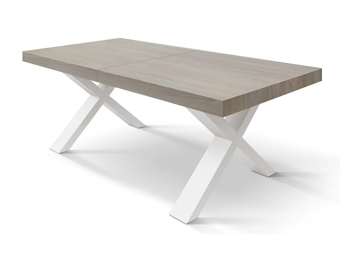 Tavolo Allungabile Sofia, Gambe Incrociate a X, Made in Italy, Basamento nero, Olmo perla, 160x90x76 cm