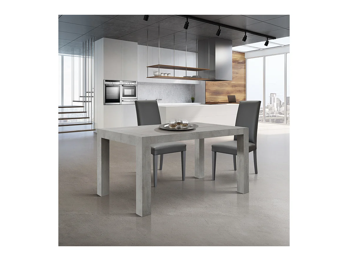 Tavolo allungabile Beatrice, Grigio Cemento, Nobilitato melaminico, Made in Italy, da 140 a 220