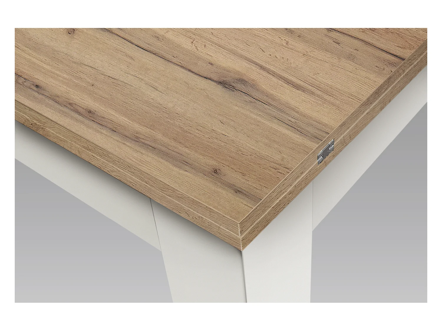 Tavolo allungabile Ginevra, Piano Rovere Base Bianca, Nobilitato,Made in Italy, da 140 a 220 cm