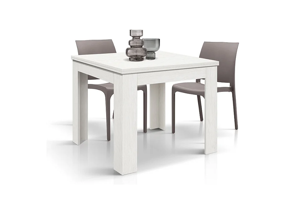 Tavolo allungabile Lorenzo, Bianco perla, Nobilitato melaminico, Made in Italy, da 90 a 180 cm