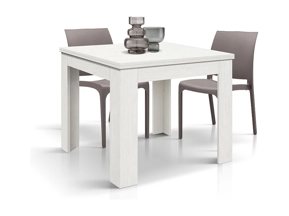 Tavolo allungabile Lorenzo, Bianco perla, Nobilitato melaminico, Made in Italy, da 90 a 180 cm