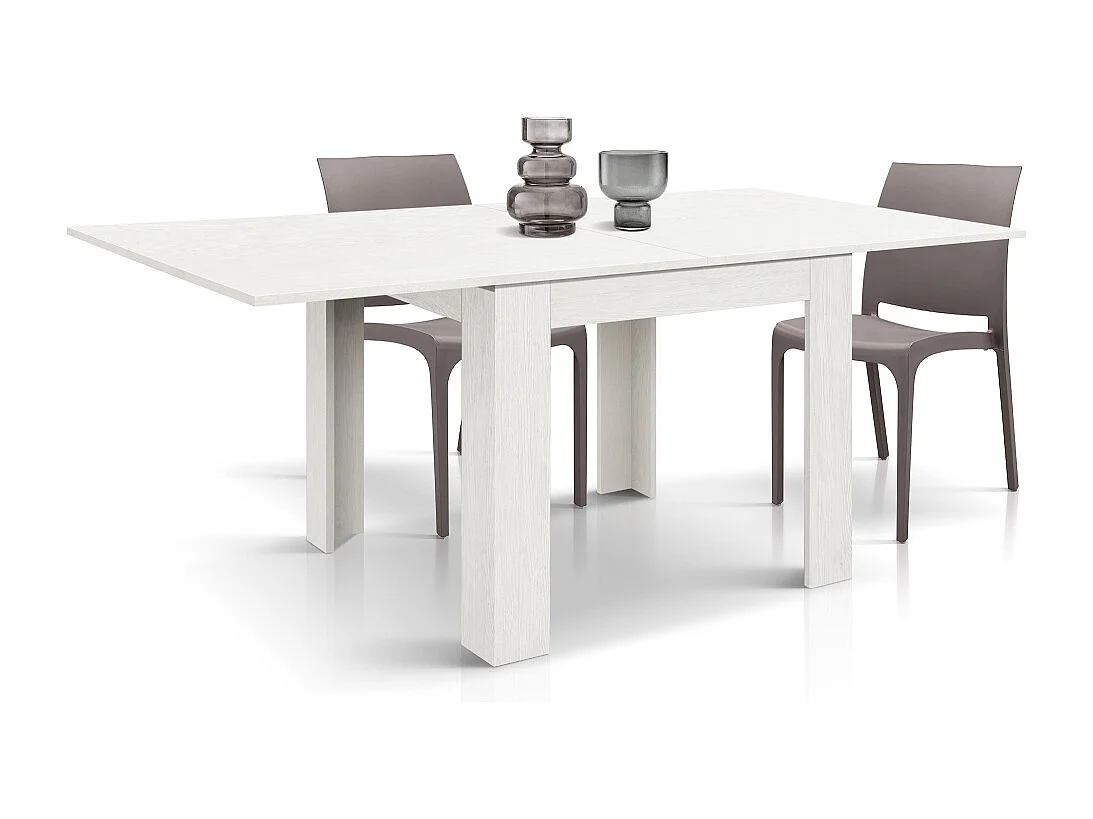 Tavolo allungabile Lorenzo, Bianco perla, Nobilitato melaminico, Made in Italy, da 90 a 180 cm