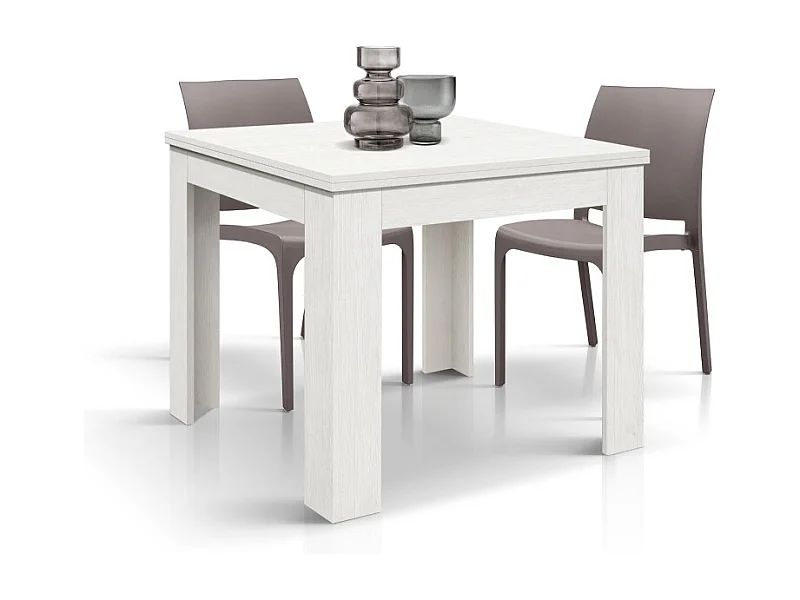 Tavolo allungabile Lorenzo, Bianco perla, Nobilitato melaminico, Made in Italy, da 90 a 180 cm