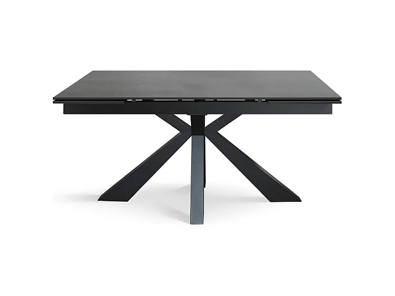 Tavolo allungabile Mario, Top in ceramica antracite, Basamento in metallo nero, da 160 a 240 cm