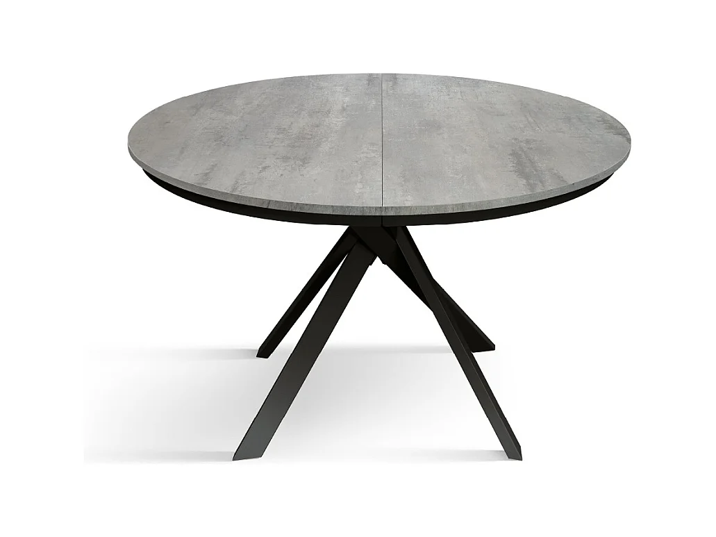 Tavolo Allungabile Lino, Gambe Incrociate Shangay rotondo, Made in Italy, Basamento nero, Grigio cemento