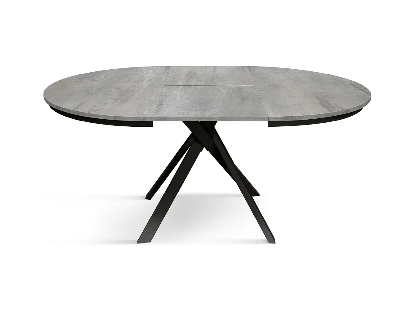 Tavolo Allungabile Lino, Gambe Incrociate Shangay rotondo, Made in Italy, Basamento nero, Grigio cemento