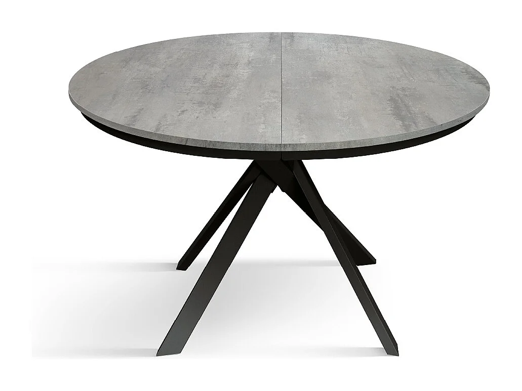 Tavolo Allungabile Lino, Gambe Incrociate Shangay rotondo, Made in Italy, Basamento nero, Grigio cemento