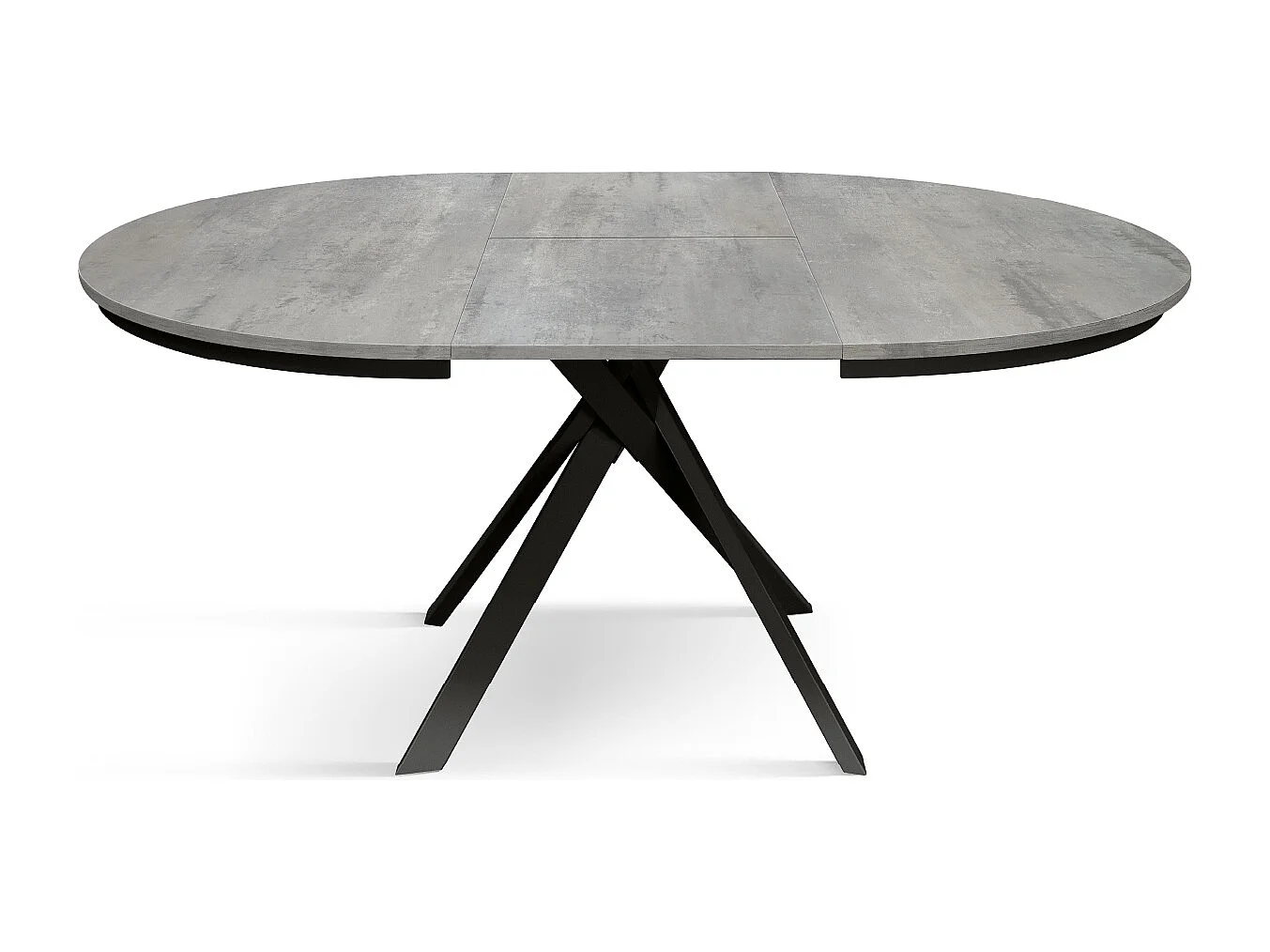 Tavolo Allungabile Lino, Gambe Incrociate Shangay rotondo, Made in Italy, Basamento nero, Grigio cemento